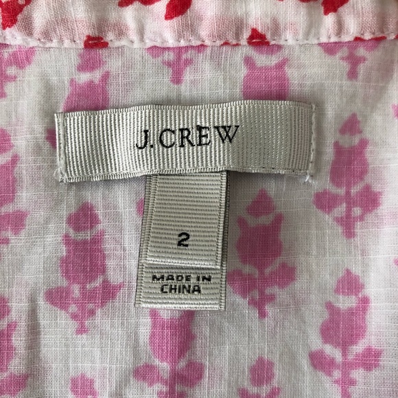 J. Crew Thistle Print Pink/Red Popover Blouse - Picture 5 of 6